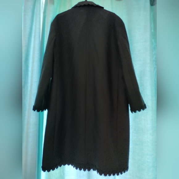 EUC Kate Spade Floral Lace Trim Coat Black - Picture 3 of 4